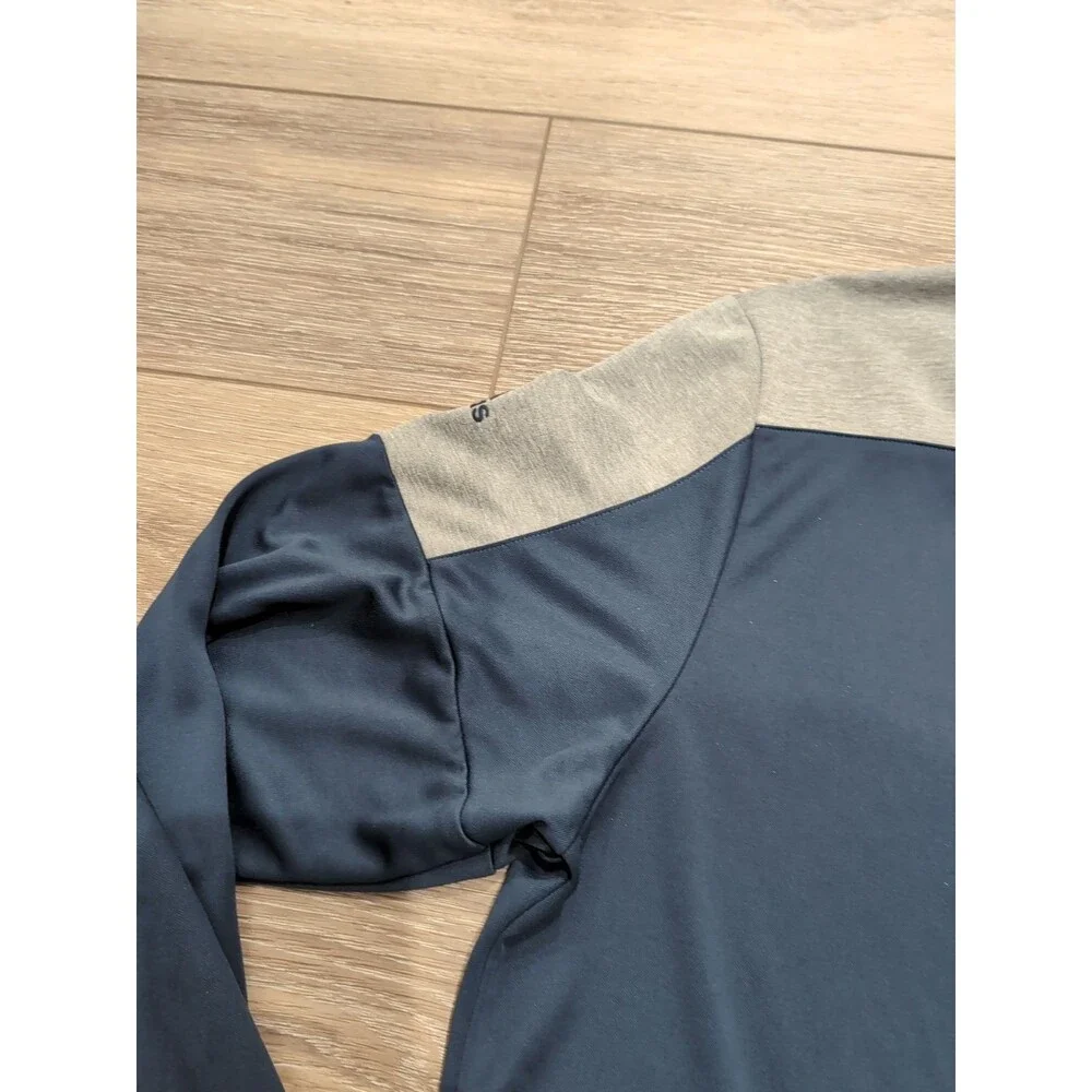 ADIDAS 3 BUTTON GOLF POLO LONG SLEEVE STRETCH PRIME GREEN MEN'S XL NAVY/GRAY